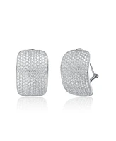 Genevive Cubic Zirconia Sterling Silver White Gold Plated Square Earrings