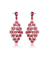 Genevive Rose Gold Plated Red Cubic Zirconia Drop Earrings