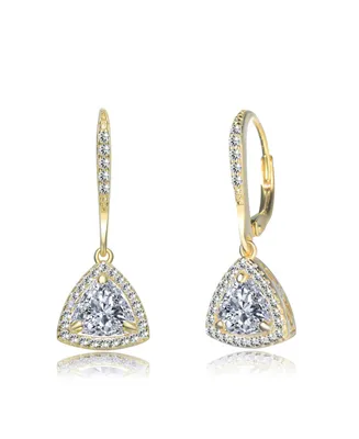 Genevive Sterling Silver Round and Triangle Cubic Zirconia Drop Earrings