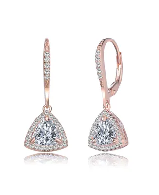 Genevive Sterling Silver Round and Triangle Cubic Zirconia Drop Earrings