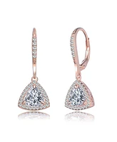 Sterling Silver Round and Triangle Cubic Zirconia Drop Earrings