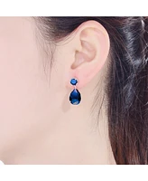Sterling Silver Oval Shaped Cubic Zirconia Accent Drop Earrings