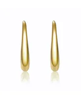 Rachel Glauber 14k Yellow Gold Plated Oblong Oval Raindrop Hoop Earrings