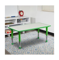 Emma+Oliver 23.625"W X 47.25"L Rectangular Plastic Height Adjustable Activity Table
