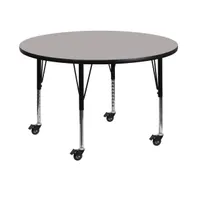 Emma+Oliver Mobile 42" Round Hp Laminate Adjustable Preschool Activity Table