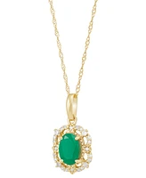 Sapphire (1 ct. t.w.) & Diamond (1/10 Pendant 18" Necklace 14k Yellow Gold (Also Available Ruby Emerald)