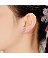 Genevive Cubic Zirconia Sterling Silver Flower Shape Stud Style Earrings