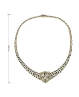 Rachel Glauber Glamorous 14K Gold Plated Necklace with Cubic Zirconia Leopard Design