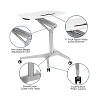 Emma+Oliver Mobile Sit-Down, Stand-Up Ergonomic Computer Desk - Standing Desk