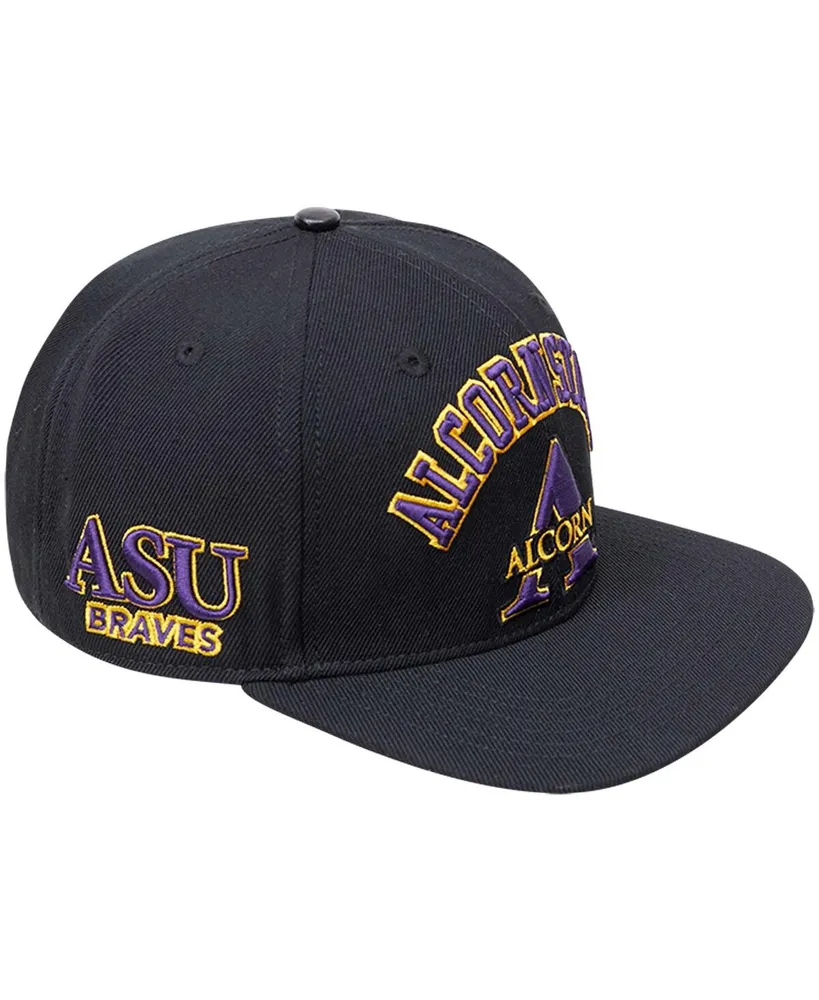 Men's Pro Standard Black Alcorn State Braves Arch Over Logo Evergreen Snapback Hat