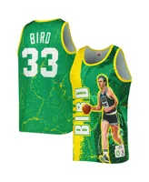 Men's Mitchell & Ness Larry Bird Kelly Green Boston Celtics 1985-86 Hardwood Classics Player Burst Tank Top