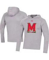 Men's Under Armour Heather Gray Maryland Terrapins School Logo Raglan Long Sleeve Hoodie Performance T-shirt