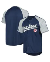 Men's Stitches Navy New York Yankees Button-Down Raglan Fashion Jersey