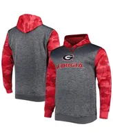 Men's Heather Charcoal Georgia Bulldogs Big and Tall Raglan Fleece Pullover Hoodie