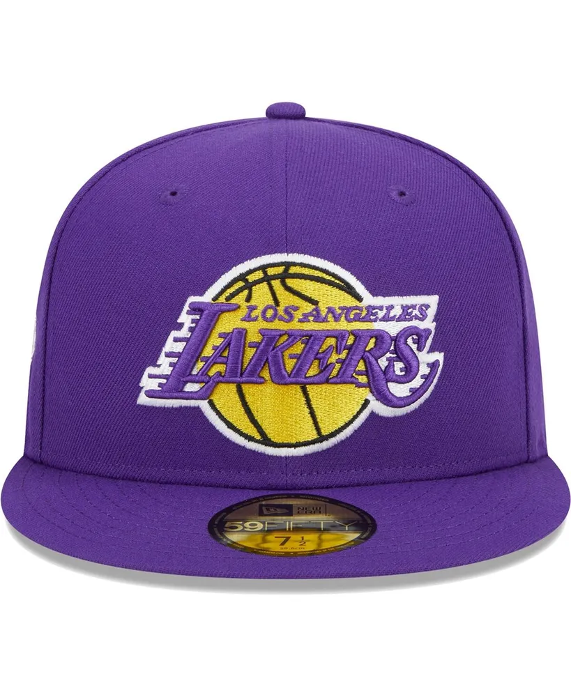 Men's New Era Purple Los Angeles Lakers Camo Undervisor Laurels 59FIFTY Fitted Hat
