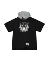 Men's Mitchell & Ness Black Las Vegas Raiders Postgame Short Sleeve Hoodie