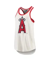 Women's G-iii 4Her by Carl Banks White Los Angeles Angels Tater Racerback Tank Top