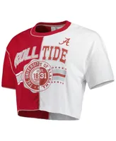 Women's ZooZatz Crimson, White Alabama Crimson Tide Colorblock Cropped T-shirt