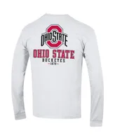 Men's Champion White Ohio State Buckeyes Team Stack 3-Hit Long Sleeve T-shirt