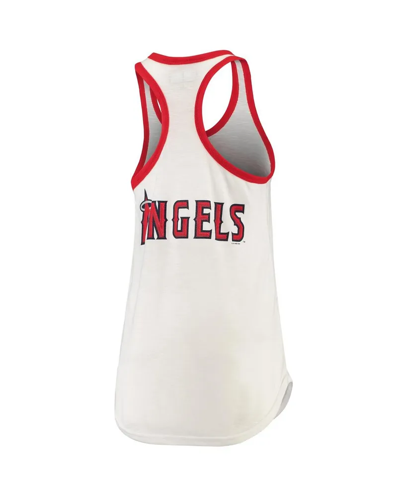 Women's G-iii 4Her by Carl Banks White Los Angeles Angels Tater Racerback Tank Top