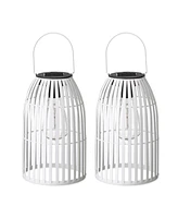 Glitzhome 9.75" H Metal Woven Solar Powered Outdoor Hanging Lantern