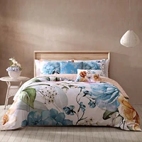 Bebejan Maia Blue Bedding 200 Thread Count 100% Cotton Sateen 5 Piece Reversible King Comforter Set
