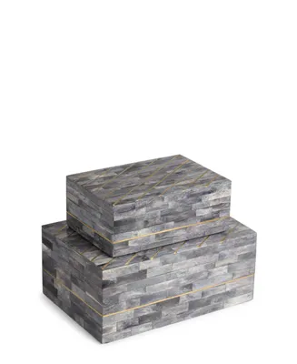 Gauri Kohli Monaco Gray Decorative Boxes, Set of 2