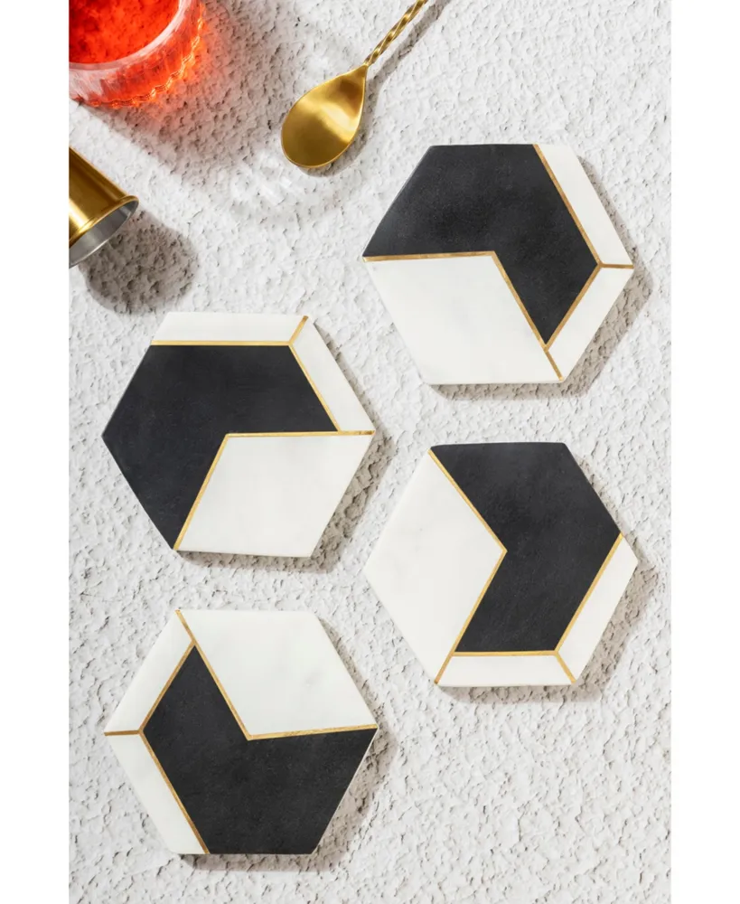 Dakota White Marble Coasters, Set of 4