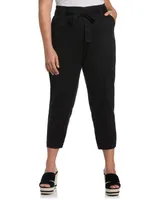 Ella Rafaella Plus Twill Crop Pants with Removable Tie Belt