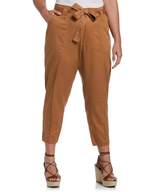 Ella Rafaella Plus Twill Crop Pants with Removable Tie Belt  