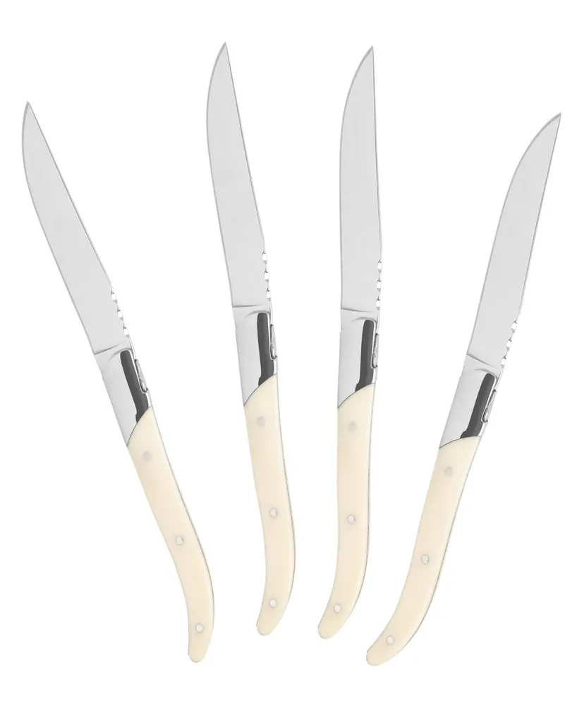 French Home Stainless-Steel Laguiole Set of 4 Connoisseur Steak Knives with Handles