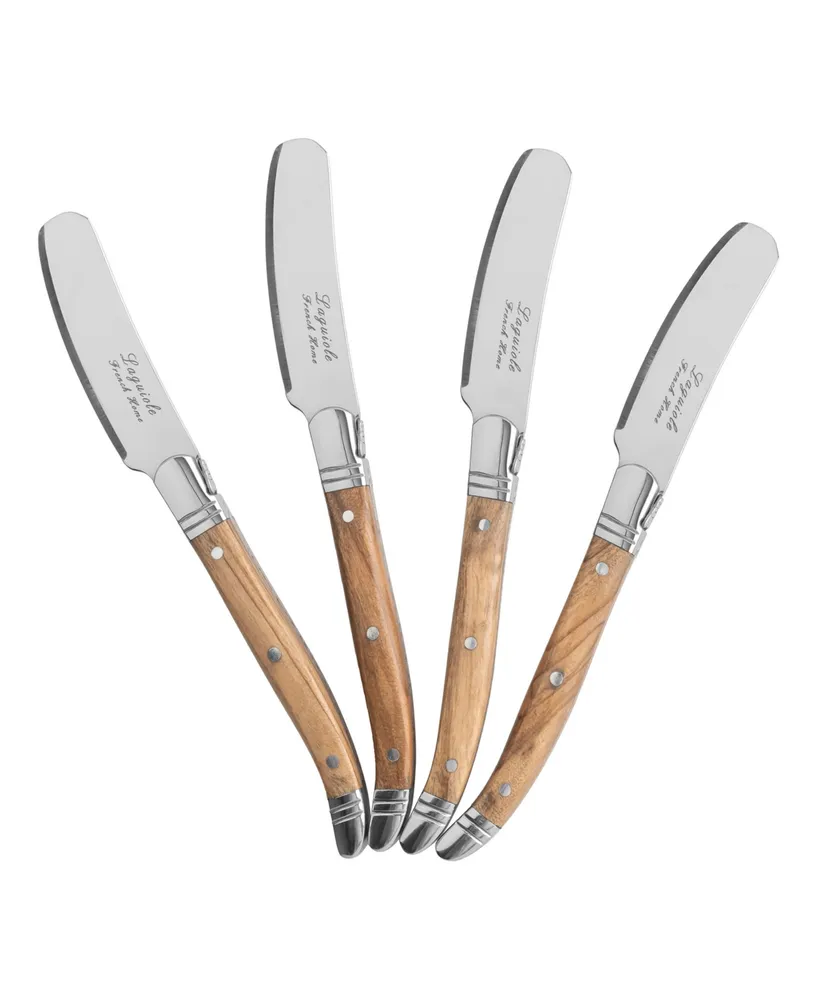 French Home Connoisseur Laguiole Set of 4 Spreaders with Olive Wood Handles