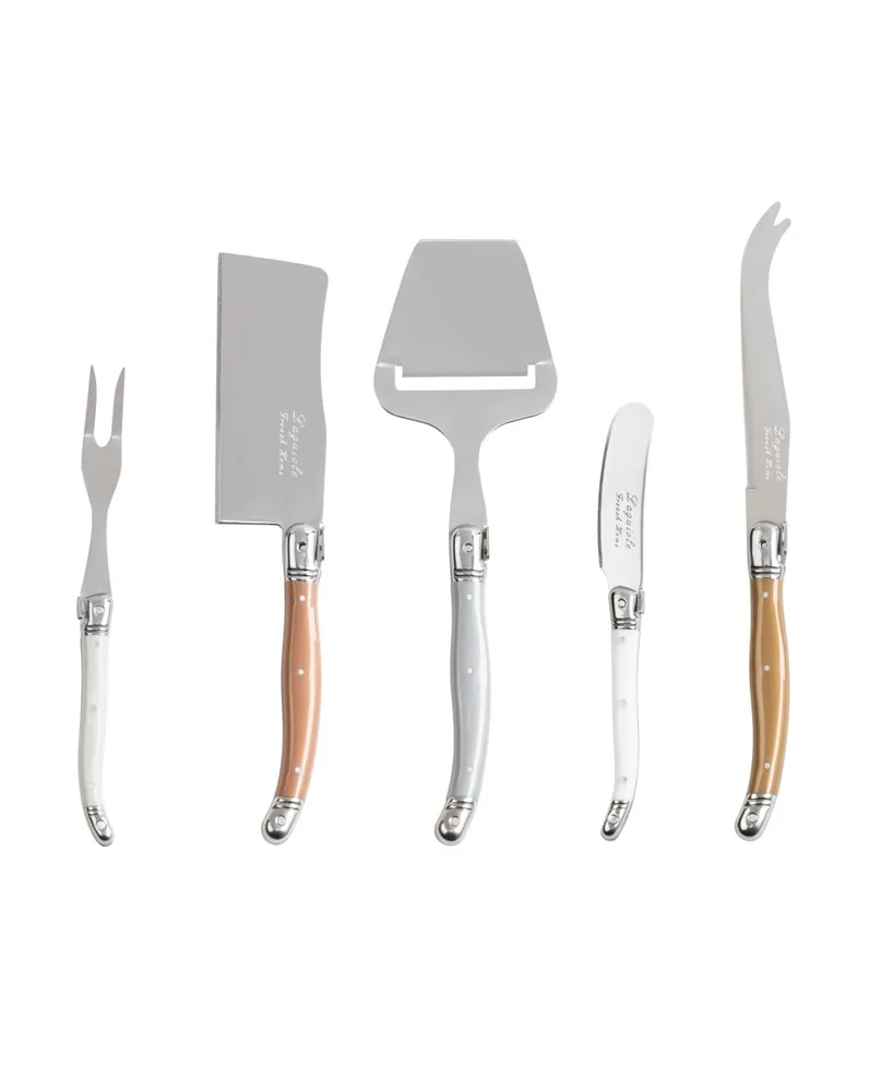 French Home 5 Piece Cheese Knife, Fork and Slicer Set, Mixed Metals