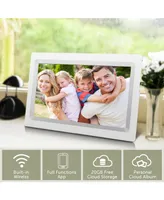 10in Cloud Photo Frame, White, 20GB Cloud Storage, Battery/App Support