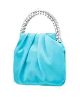 Nina Crystal Handle Satin Pouch Bag