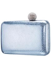 Nina Embossed Snake Minaudiere with Crystal Clasp