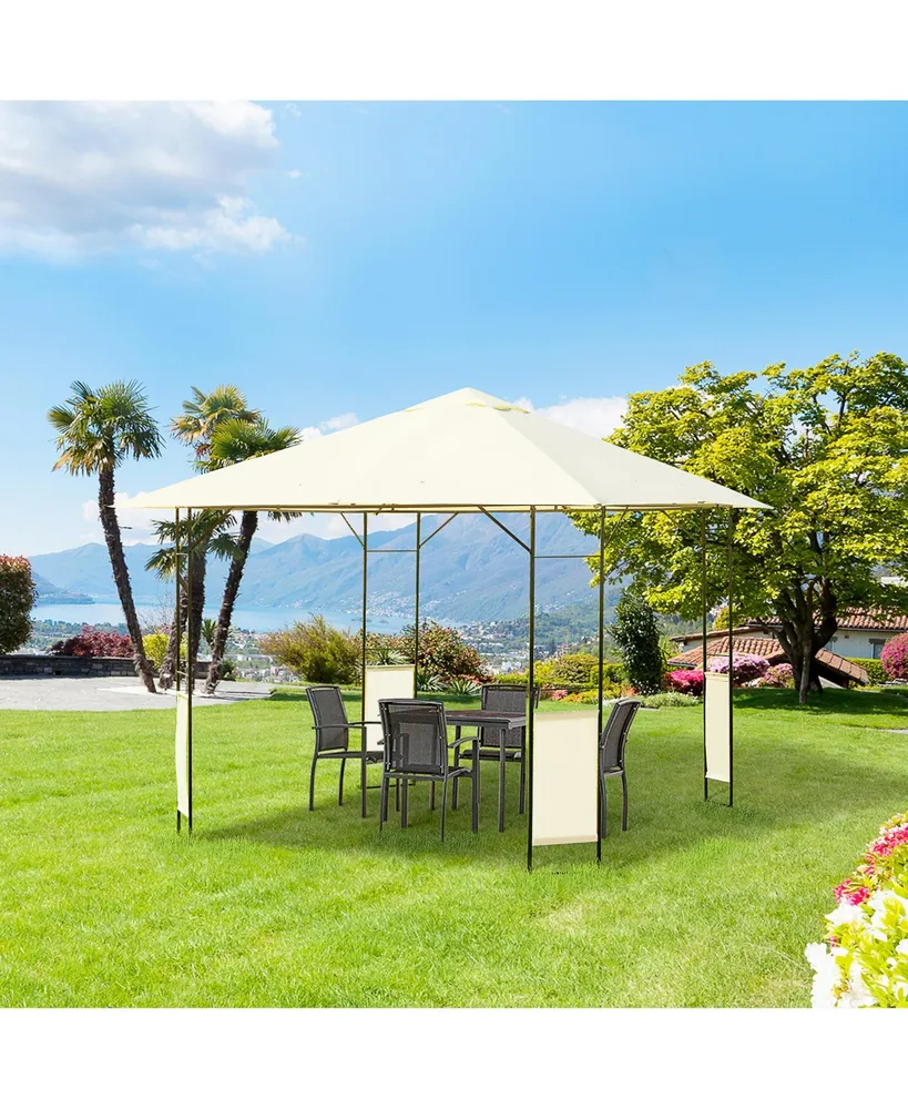 Outsunny 10' x 10' Outdoor Gazebo Canopy Modern Canopy Shelter with Weather Resistant Roof & Steel Frame for Parties, BBQs, & Shade