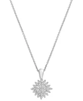 Diamond Flower Cluster 18" Pendant Necklace (1/2 ct. t.w.) in Sterling Silver, Created for Macy's