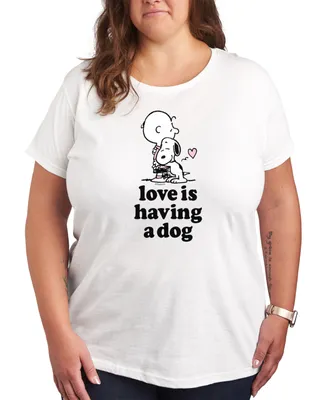 Hybrid Apparel Trendy Plus Size Peanuts Graphic T-shirt