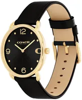 Coach Unisex Elliot Black Leather Strap Watch, 36mm