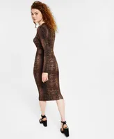 Bar Iii Womens Snake Print Midi Skirt Crewneck Top Created For Macys