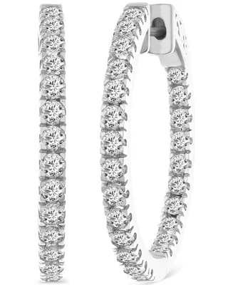 Diamond In & Out Hoop Earrings (2 ct. t.w.) in 14k White Gold