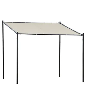 Outsunny 118" x 112.25" Outdoor Wall Patio Gazebo Canopy with Pvc Coated Polyester Roof, Steel Frame, & Spacious Build, Beige