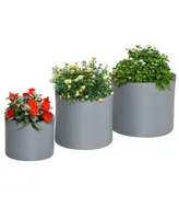 Outsunny 3-Pack Outdoor Planter Set, MgO Flower Pots with Drainage Holes, Outdoor Ready & Stackable for Indoor, Entryway, Patio, Yard, Garden