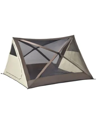 Outsunny 2-3 People Pop Up Camping Tent Waterproof Automatic Instant Tent Portable Cabana Beach Tent with Rainfly, Carry Bag, Windows and Doors, Outdo