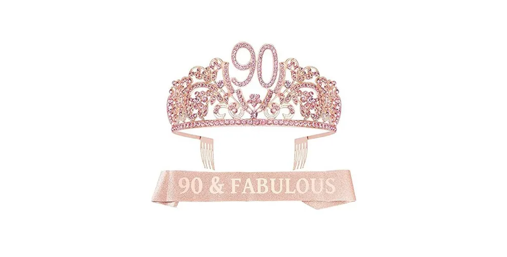 Meant2tobe VeryMerryMakering 90th Birthday Sash and Tiara for Women