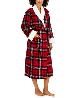 Charter Club Women's Long-Sleeve Plaid Self-Tie Robe, Created for Macy's