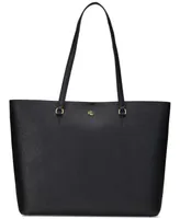 Lauren Ralph Karly Crosshatch Leather Large Tote
