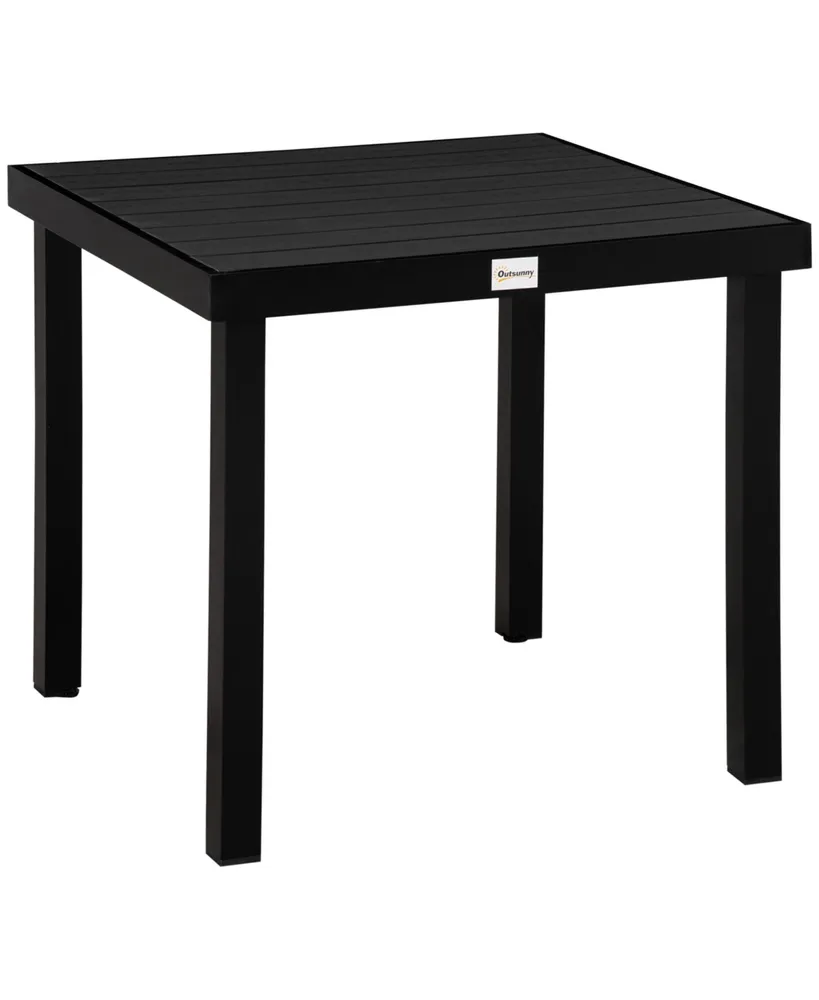 Outsunny Outdoor Dining Table for 4 Person, Square, Aluminum Metal Legs for Garden, Lawn, Patio, Woodgrain Black