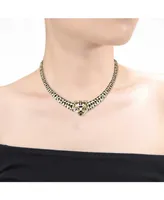 Rachel Glauber 14k Gold Plated with Black Enamel Leopard Head Omega Necklace